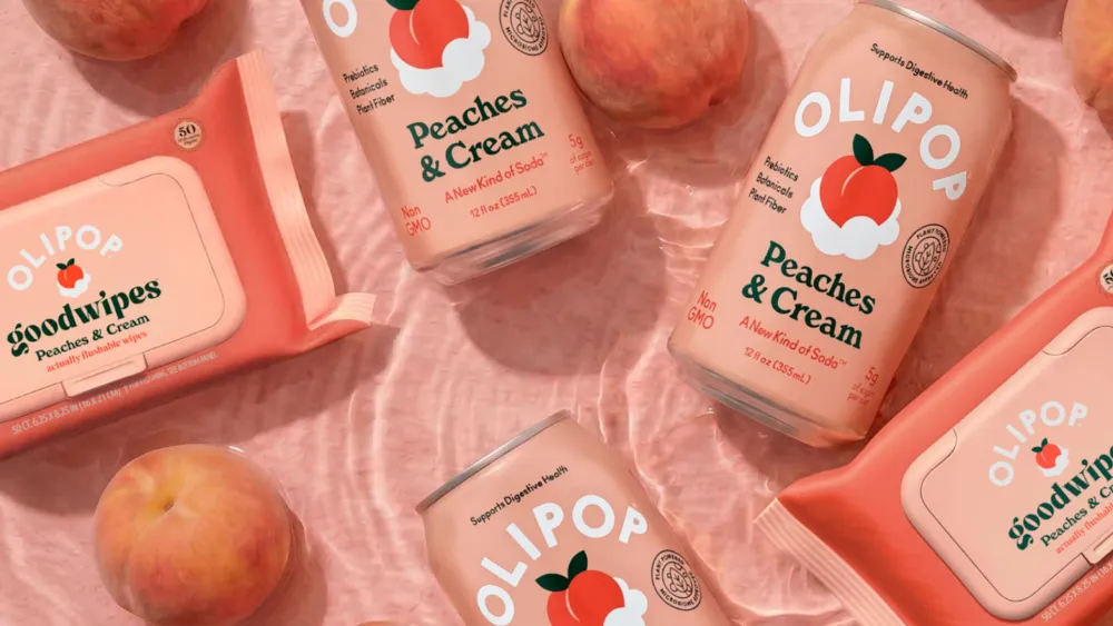 OLIPOP Peaches & Cream x Goodwipes Peachy Clean co-branded product